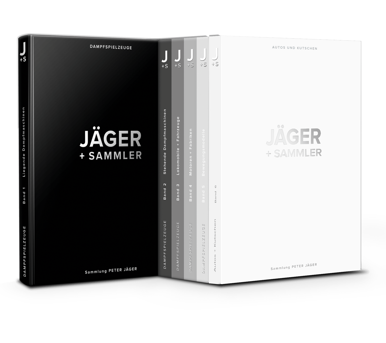 Antike Dampfspielzeug Sammlung - 6 Bildbände von Peter Jäger, Band 1-5 mit Dampfbetriebenen Spielzeugen, Band 6 zeigt Blechspielzeug, Autos und Kutschen